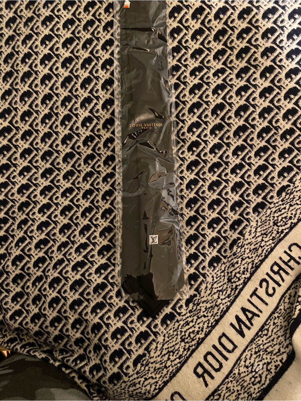 Black Monogram Silk Tie — Subtle Signature Pattern - Picture 4 of 8